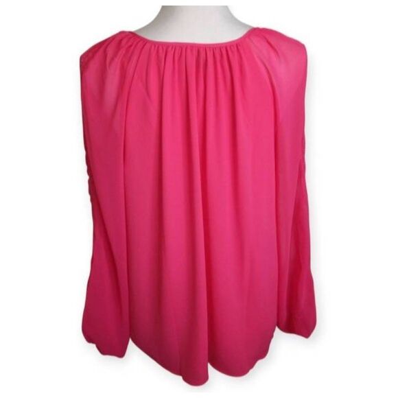 White House Black Market Pink Tie Front Blouse SZ.4 EUC - Picture 4 of 7